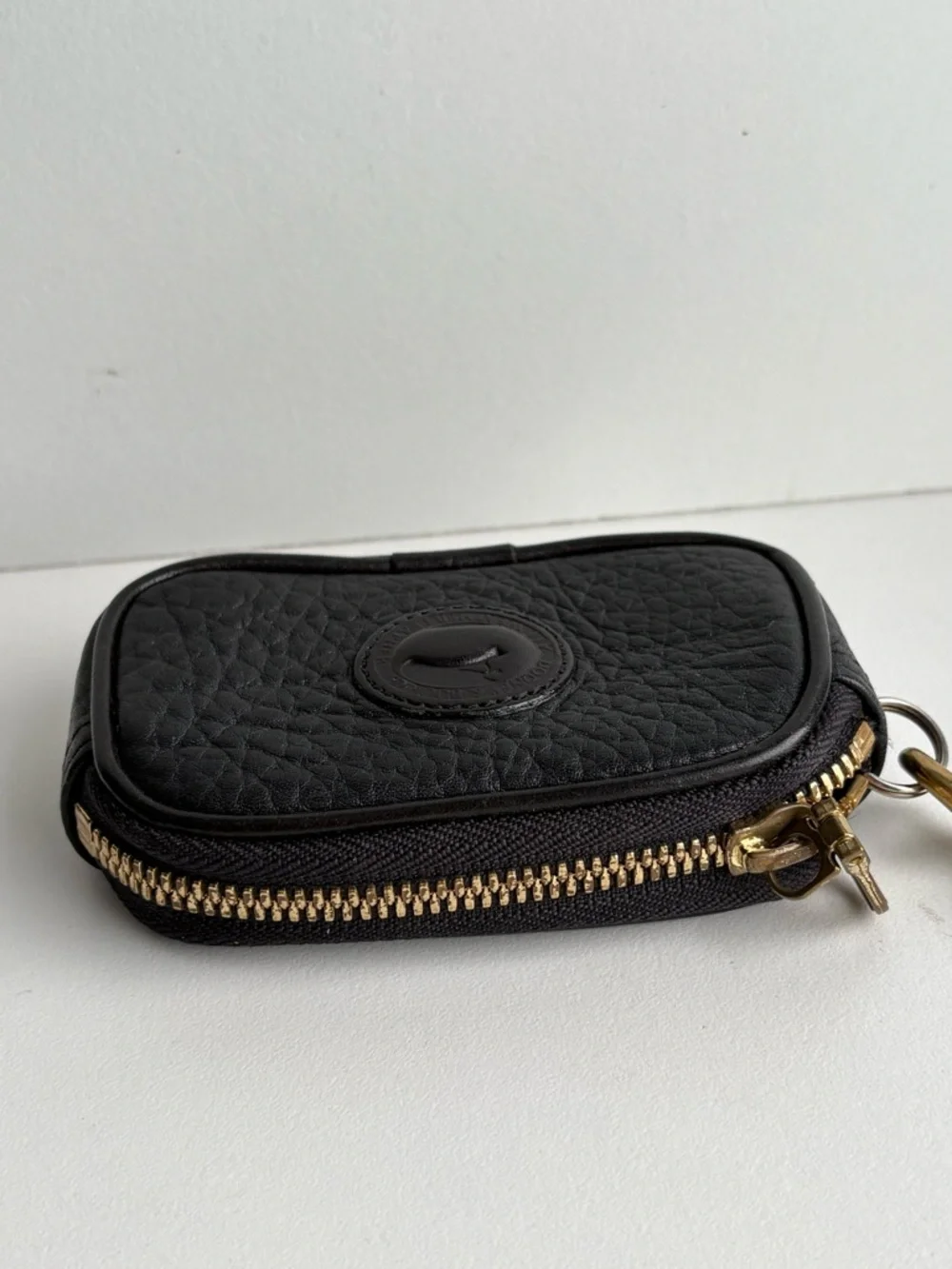 Dooney & Bourke awl black leather Key Caddy Chain Coin Purse zip wallet - Picture 8 of 15